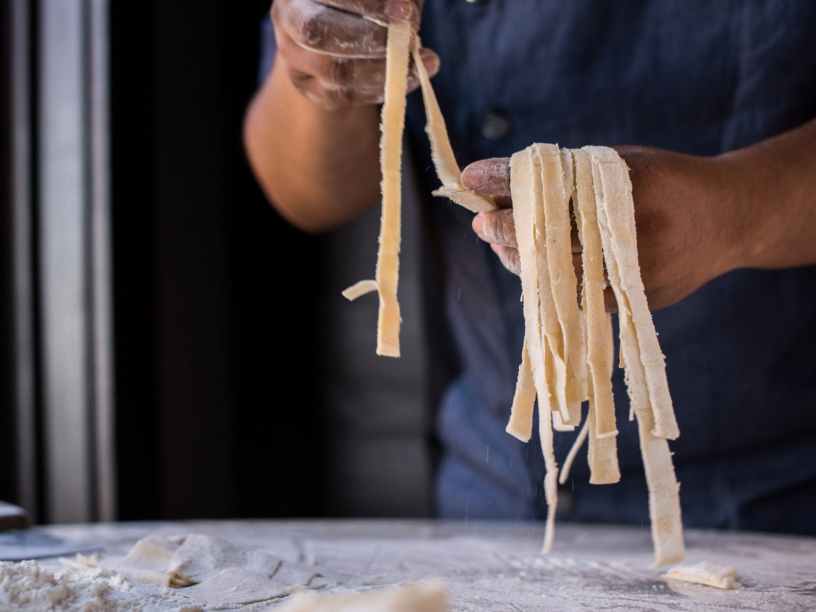 Chef preparing handmade pasta at Terrace Room